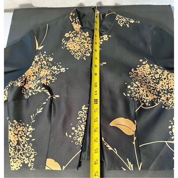 Vtg Tori Richard Black Gold Colorful Dress Gown w Jacket Cruise Print SZ 12 - Picture 14 of 15